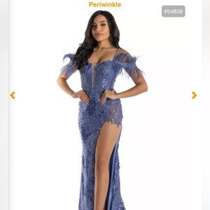 Sherri Hill Dress #54839 Size 2 Periwinkle Color Feather Sequins Prom Dress